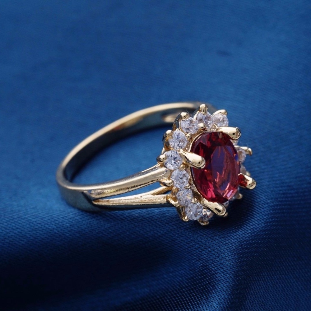18 Carat Rose Gold Plated Cranberry Ring